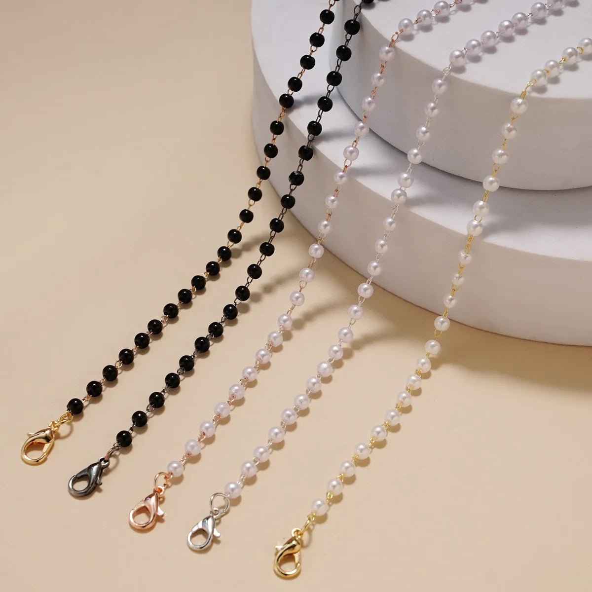 Vintage Pearl Beaded Face-Mask Chain Sunglasses Lanyard Women Adjustable Glasses Holder Cord Anti-Slip Reading Eyewear Jewelry
