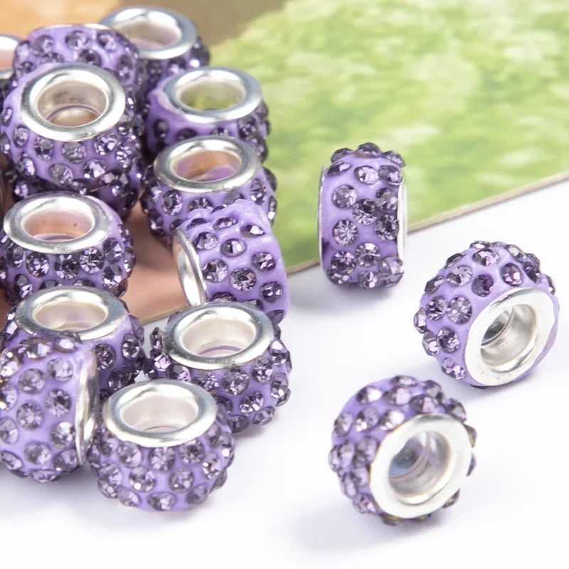 100PCS/Lot Big Hole Round Rhinestone Crystal Glass Beads Loose Spacer Beads For DIY Jewelry Making Bracelet Necklace Murano