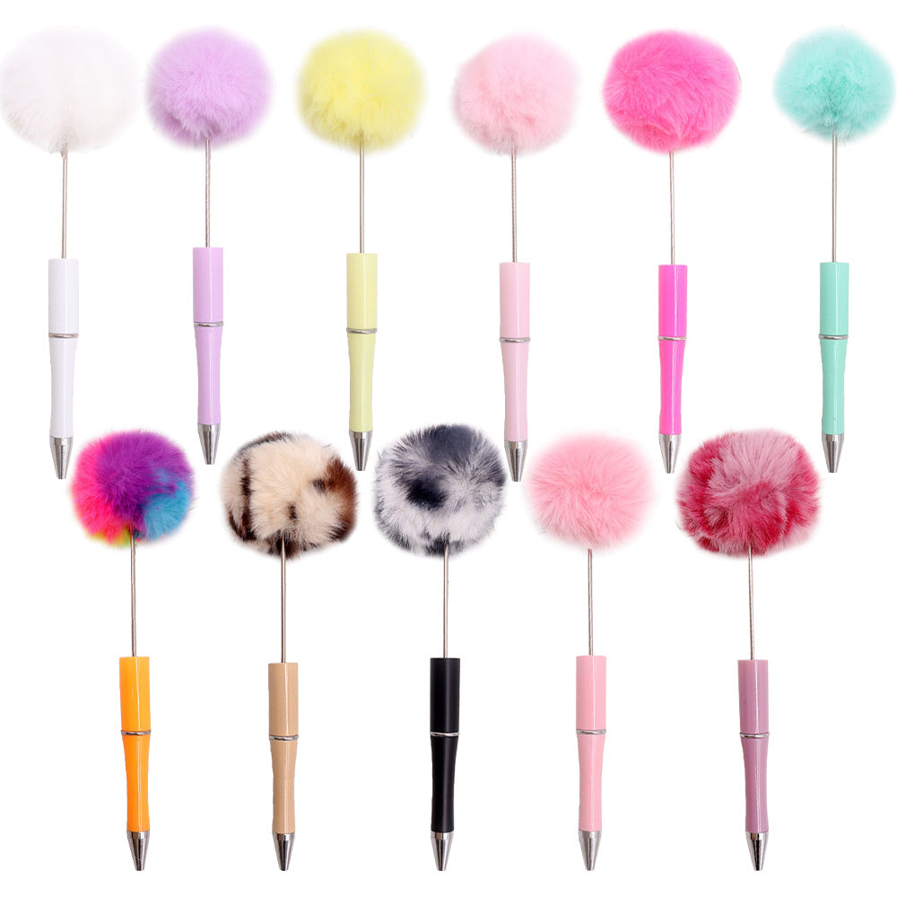 11pcs Creative Ball Bead Pen Style Furry Gift Pen New Multi-Color Bead Ballpoint Pen