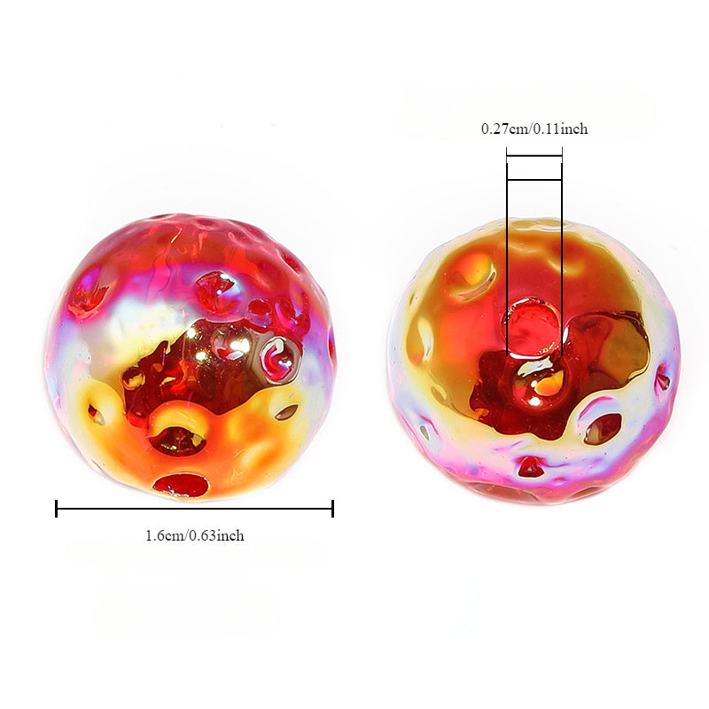 50pcs Vibrant Electroplated Acrylic Moon Beads - Iridescent & Glossy, Perfect for DIY Jewelry, Phone Chains & Pen Accessories