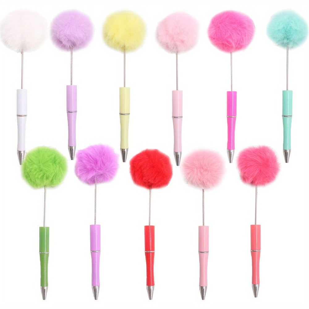 11pcs Creative Ball Bead Pen Style Furry Gift Pen New Multi-Color Bead Ballpoint Pen