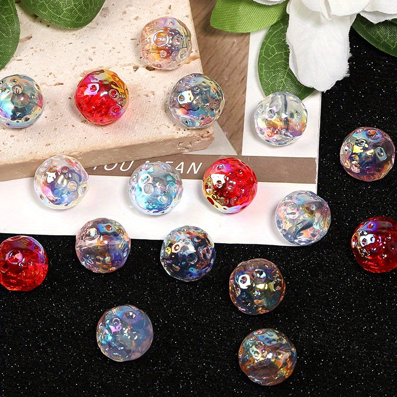 50pcs Vibrant Electroplated Acrylic Moon Beads - Iridescent & Glossy, Perfect for DIY Jewelry, Phone Chains & Pen Accessories