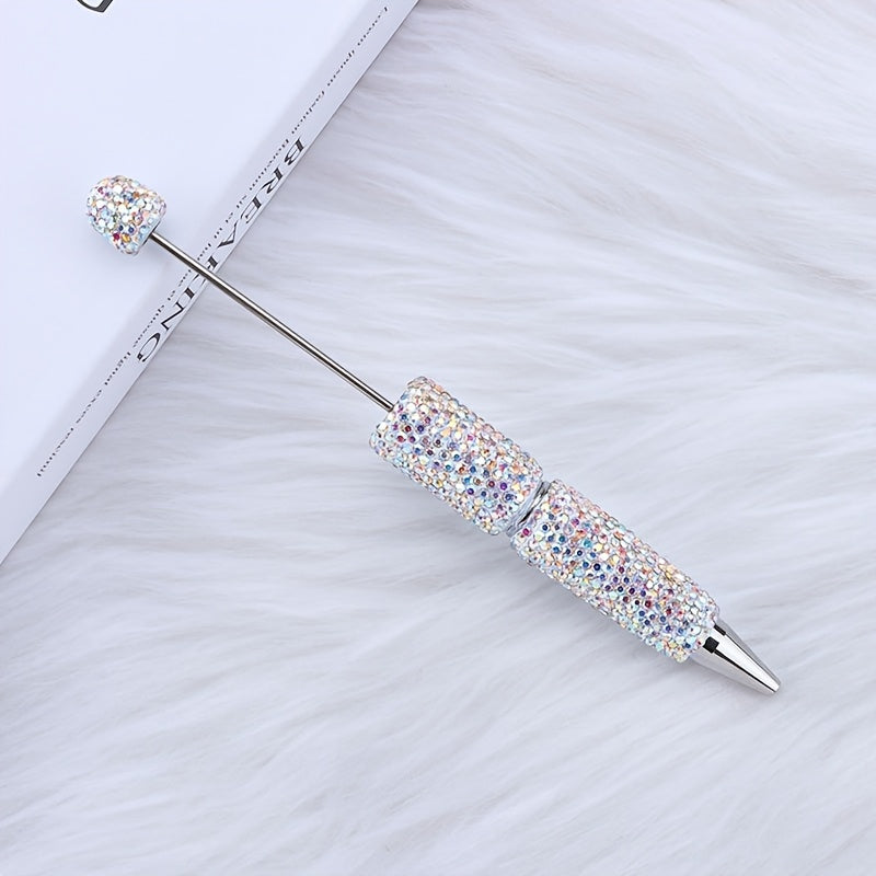 12pcs Beadable Pen Plastic Bead Ballpoint Pen Black Ink Beaded DIY Pens Cute Cool Pens For DIY Making Gift School Office Supplies