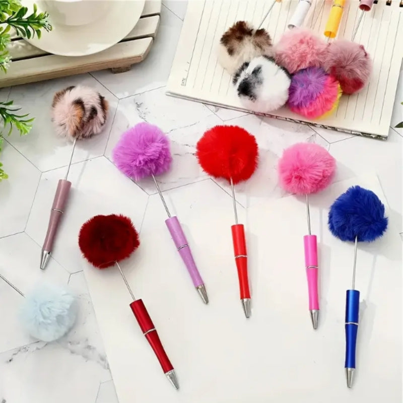 11pcs Creative Ball Bead Pen Style Furry Gift Pen New Multi-Color Bead Ballpoint Pen