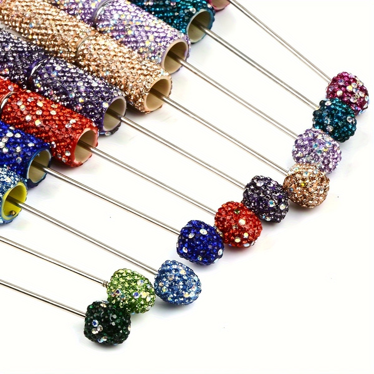 12pcs Beadable Pen Plastic Bead Ballpoint Pen Black Ink Beaded DIY Pens Cute Cool Pens For DIY Making Gift School Office Supplies