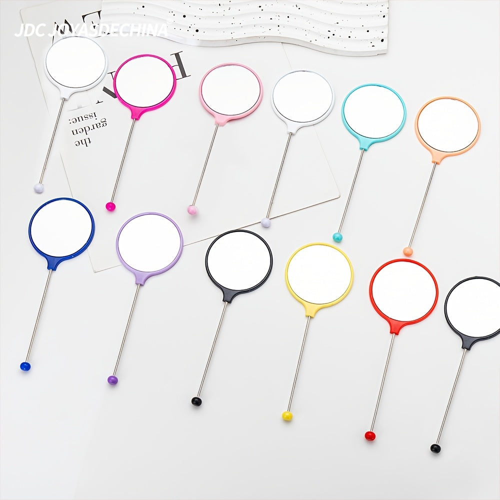 8pcs 16pcs Mother'S Day Handheld Round DIY Beadable Small Mirror Portable HD Mirror Handheld Mirror Female Specific Handle Makeup Mirror