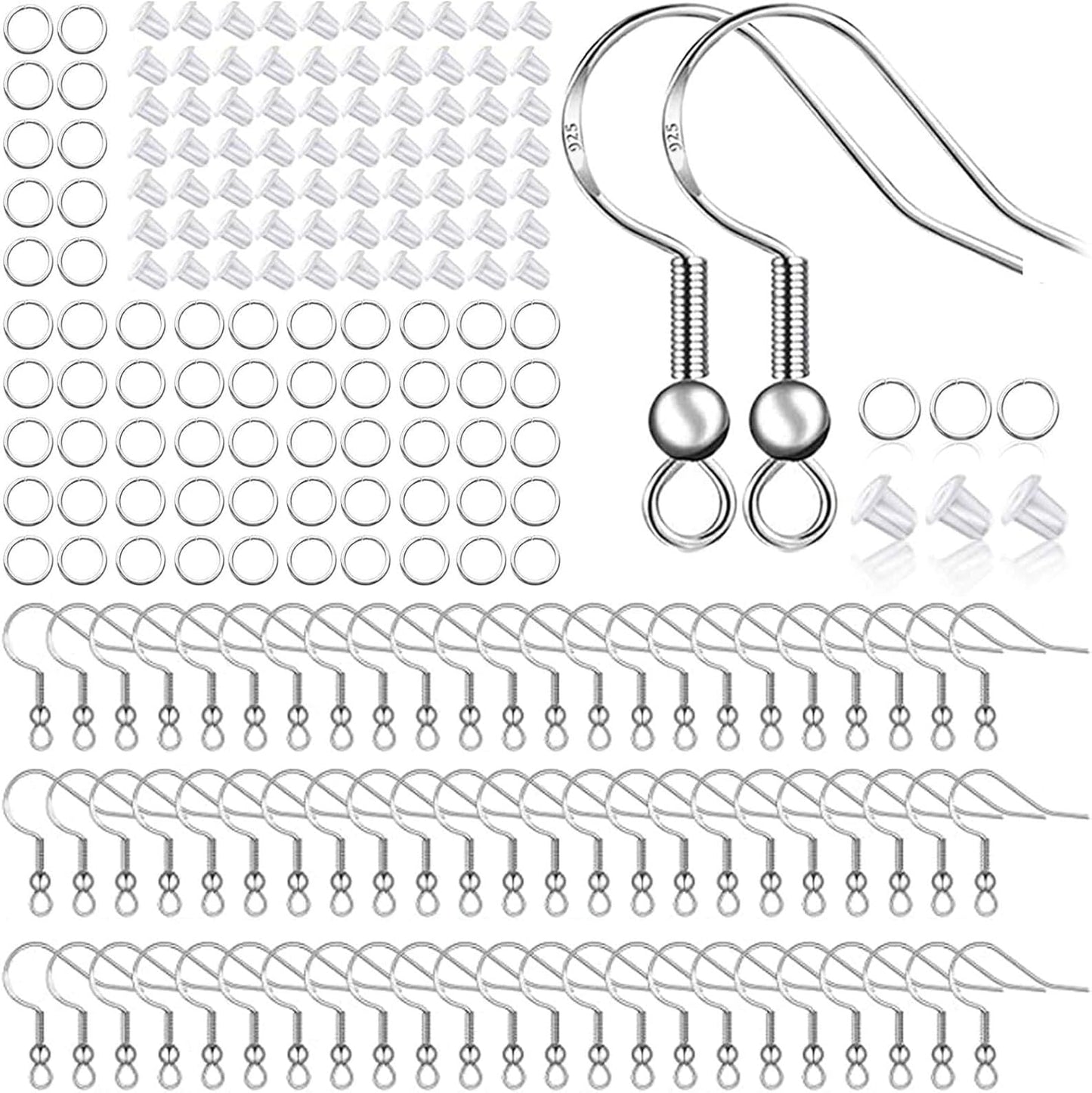 8000 pcs DIY Earring Findings Earrings Clasps Hooks Stainless Steel Hypoallergenic Earring Making Accessories Hook Earwire