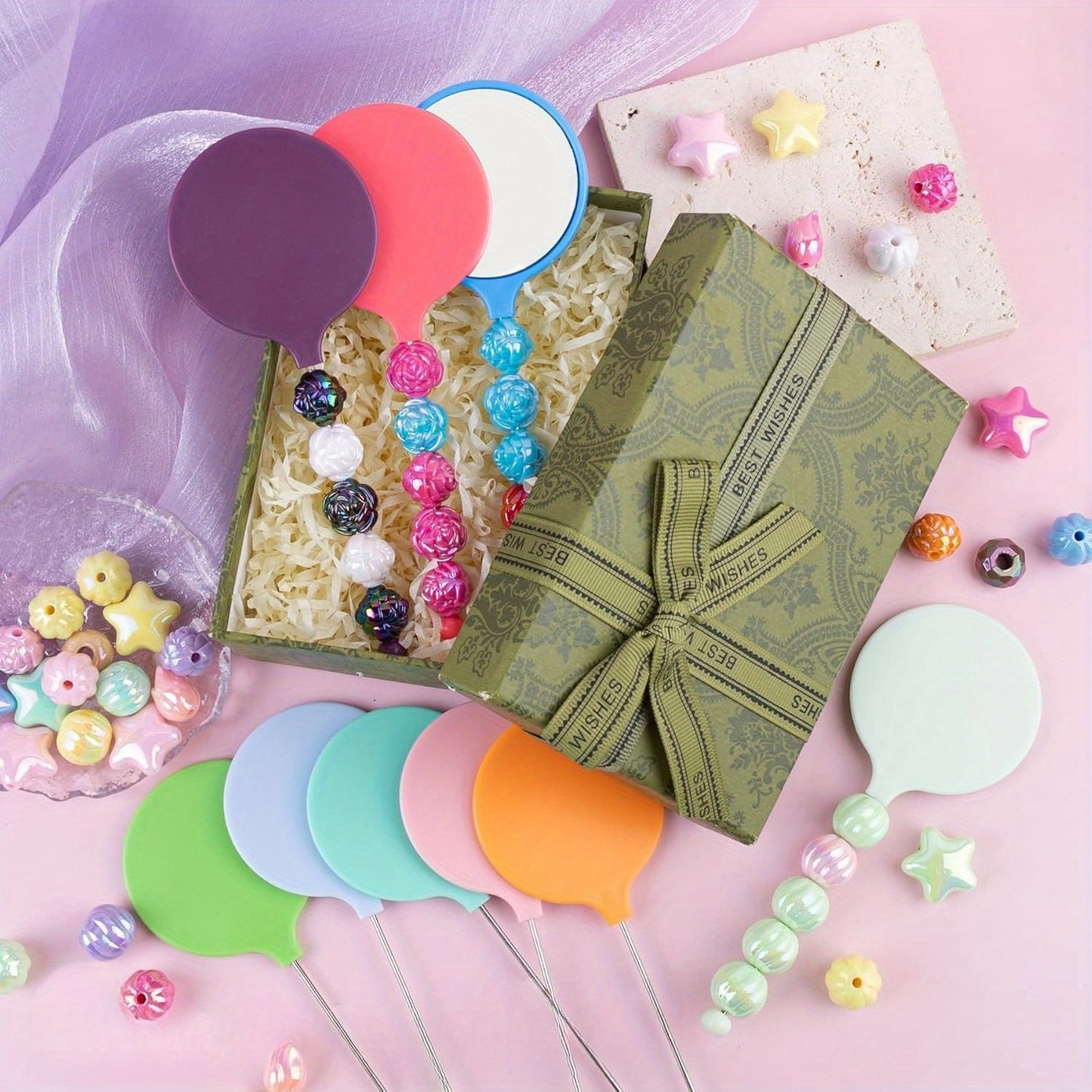 8pcs DIY Beadable Handheld Mirrors Mini Heart/ Round Shape Mirror for DIY Beaded Crafts