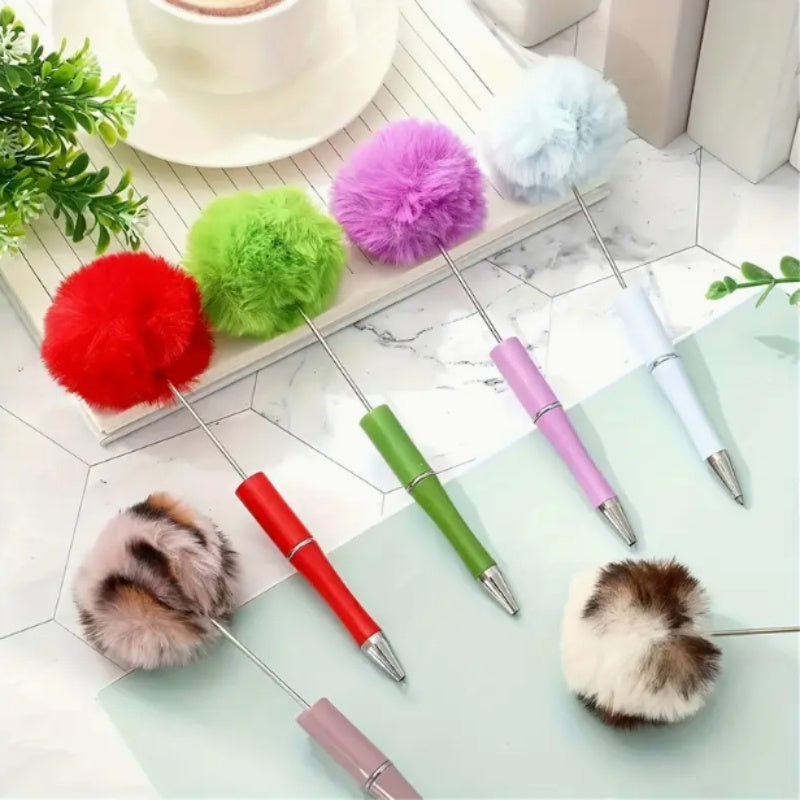 11pcs Creative Ball Bead Pen Style Furry Gift Pen New Multi-Color Bead Ballpoint Pen
