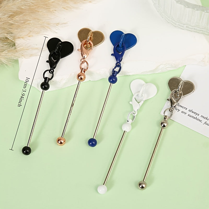 5pcs/10pcs Mother'S Day Heart Adhesive Beadable Cup Charm Bar Blanks, DIY Cup Handle Charm Pendants, Drink Bottle Accessory