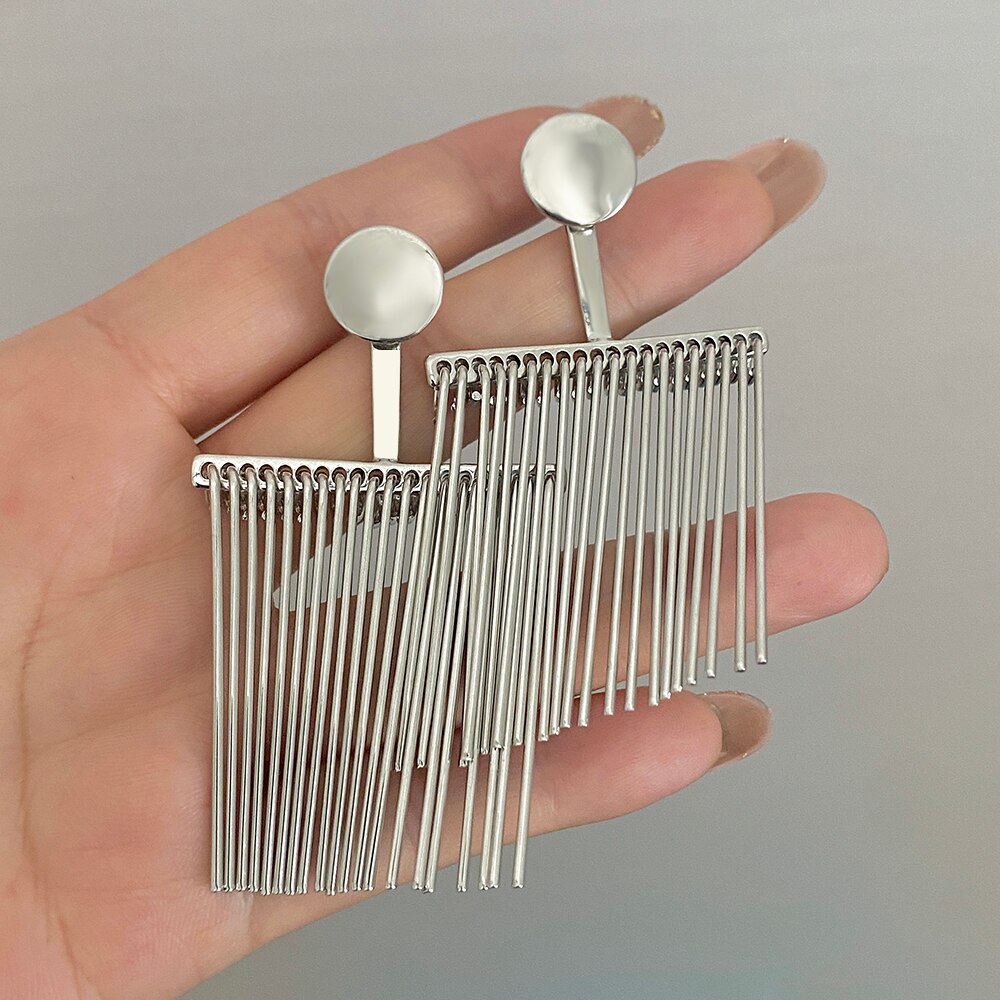 AENSOA Exaggerated Statement Copper Gold Plated Hollow Fringe Tassel Dangle Earrings for Women Large Geometric Hanging Earring