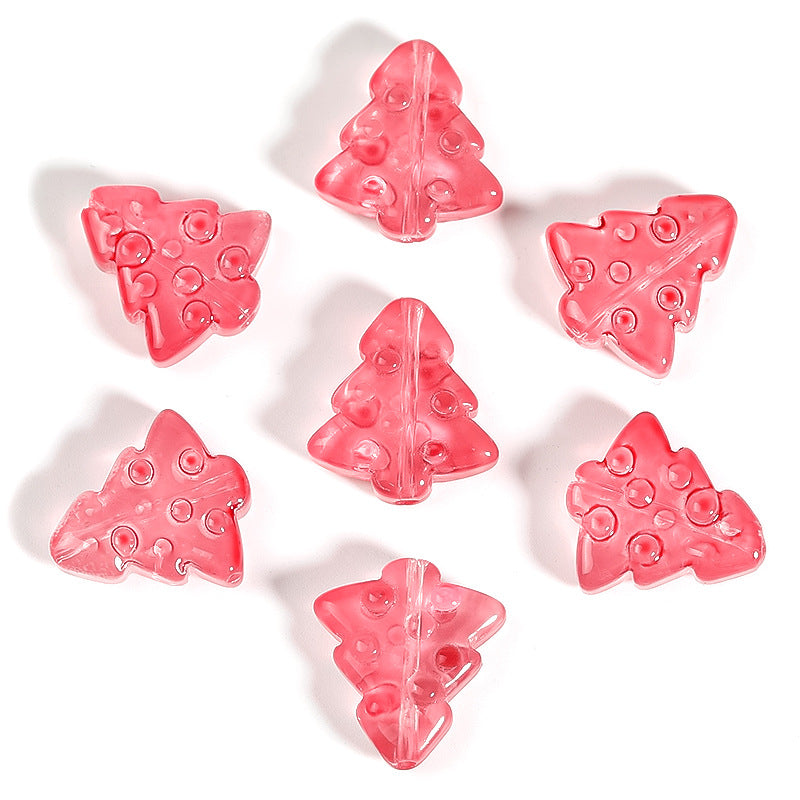 Transparent Christmas tree crystal glass bead through hole glass loose bead