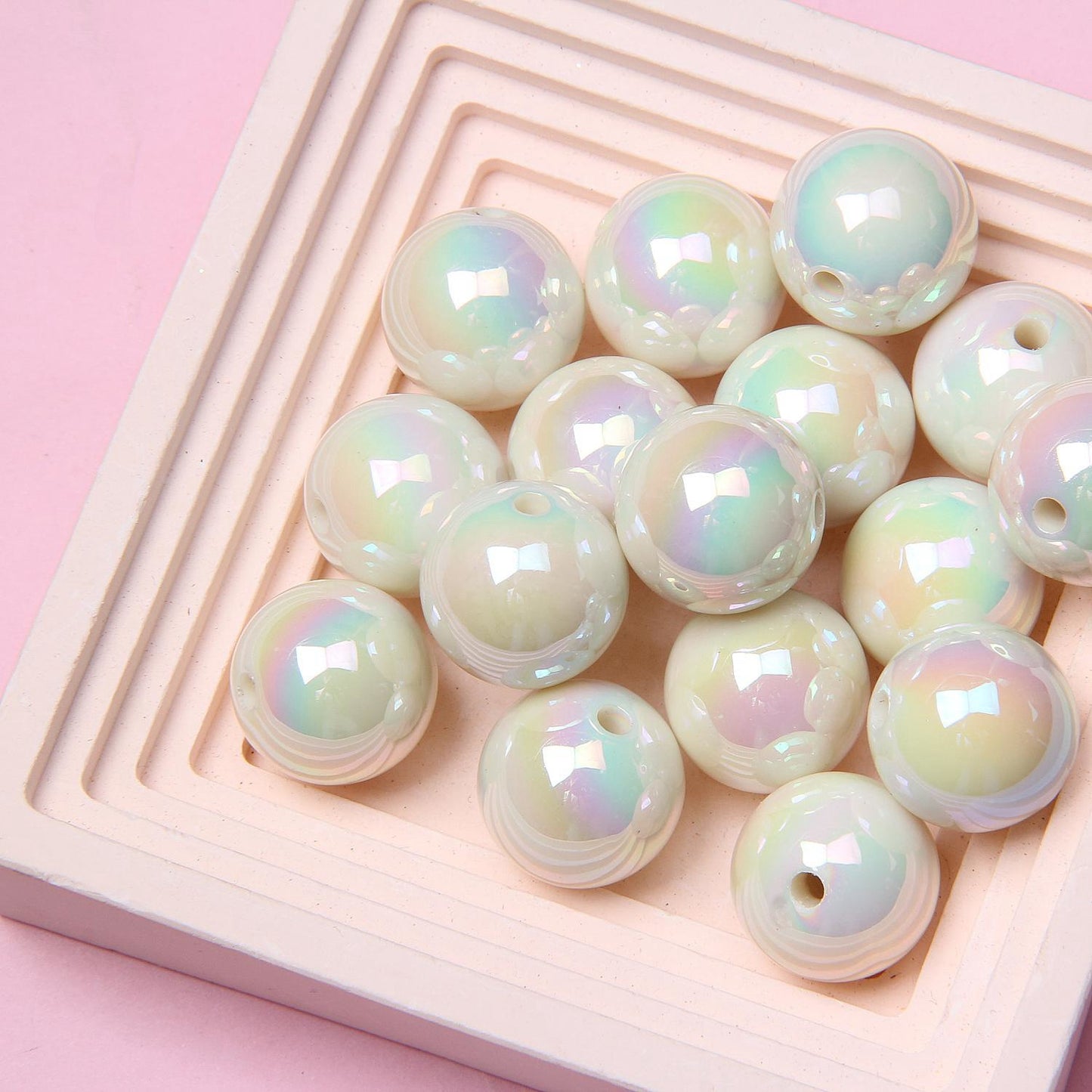 Acrylic plated color beaded hand-painted beads ovula diy bracelet loose beads