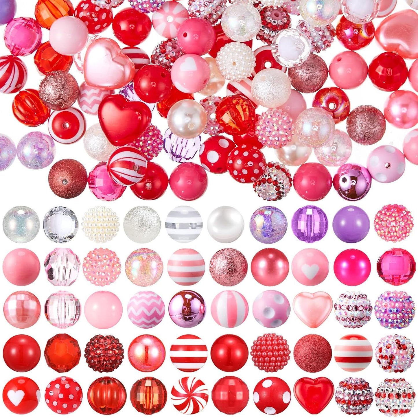 [100pcs Crystal Beads for Jewelry] 100pcs 20mm Mixed Crystal & Rhinestone Beads - Chunky Resin Sugar Beads for DIY Pen Decor, Keychains & Jewelry Crafting Supplies, JDC JOYASDECHINA