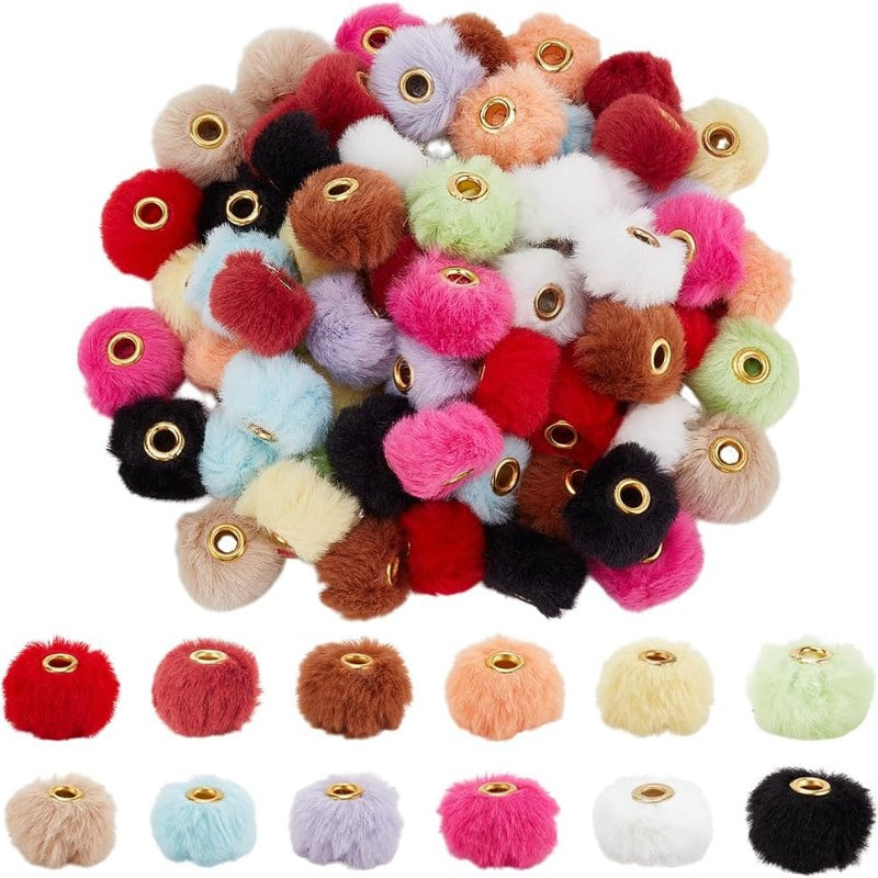 72PCS Fluffy 12 Colors Beads 20 mm Funny Pen Decorations with 4 mm Hole for DIY Craft Jewellery Making Supplies and Beadable Keychains