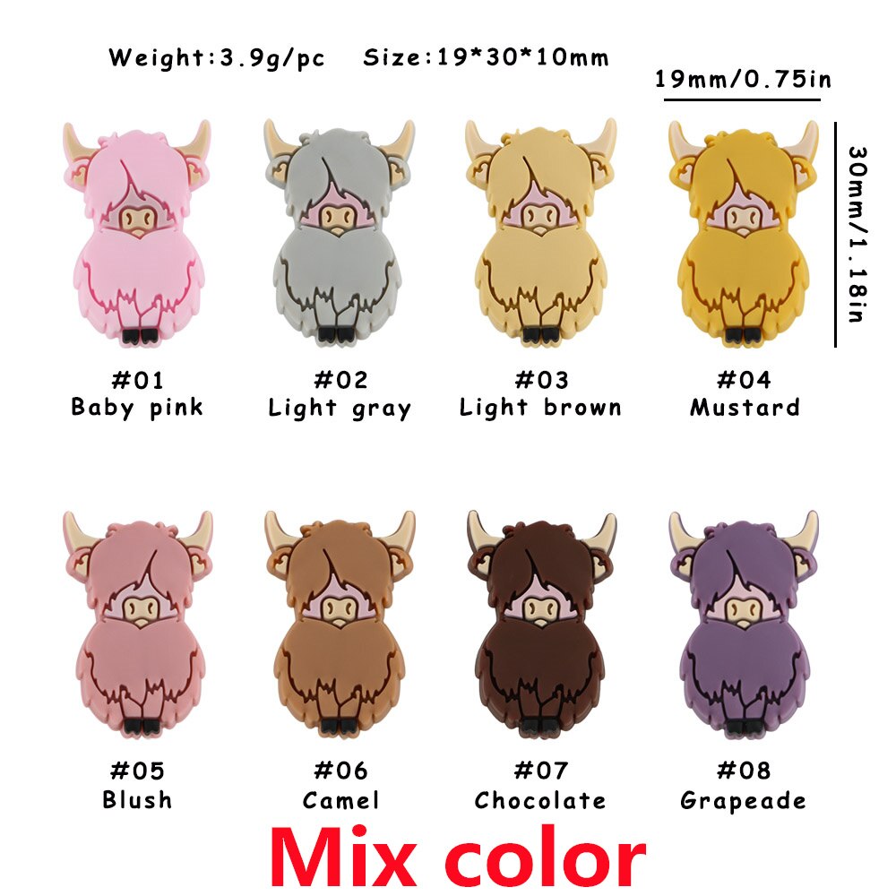 20Pcs Yak Silicone Animal Beads Food Grade Roden Beads For Jewelry Making DIY Pacifier Pendants Accessories Baby Toys