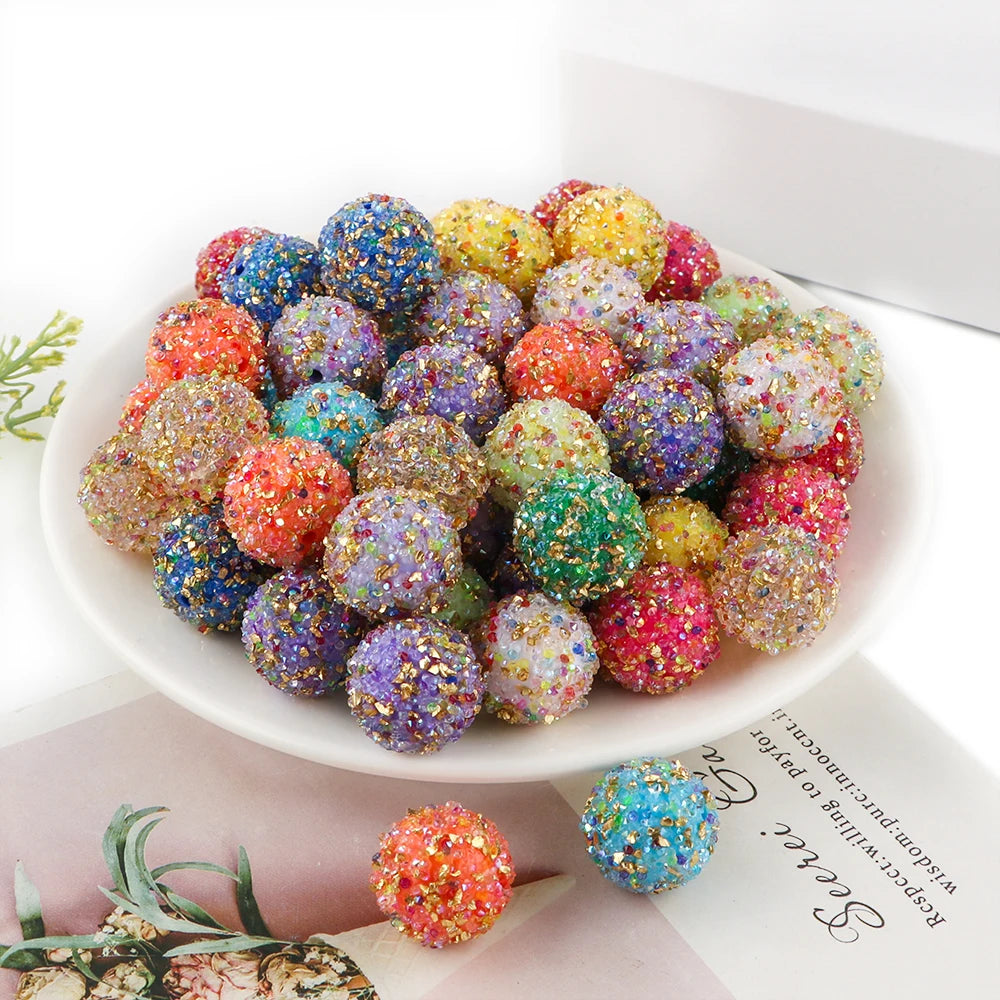 50pcs 20mm Resin Dazzling Colors Beads Fashion Acrylic Beads For DIY Pen Bracelet Jewelry Keychain Making Decoration Accessory