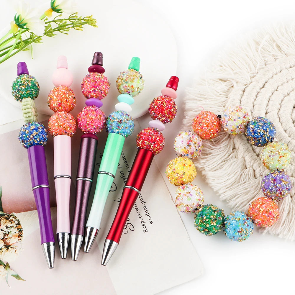 50pcs 20mm Resin Dazzling Colors Beads Fashion Acrylic Beads For DIY Pen Bracelet Jewelry Keychain Making Decoration Accessory