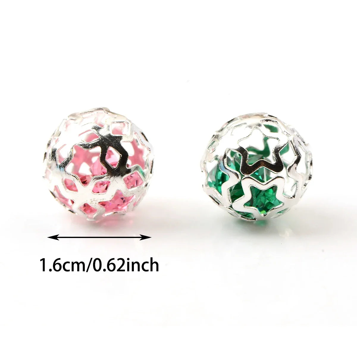 50pcs Hollow Five-pointed Star Metal Ball Beads Charm DIY Necklace Bracelet Accessories Jewelry Findings