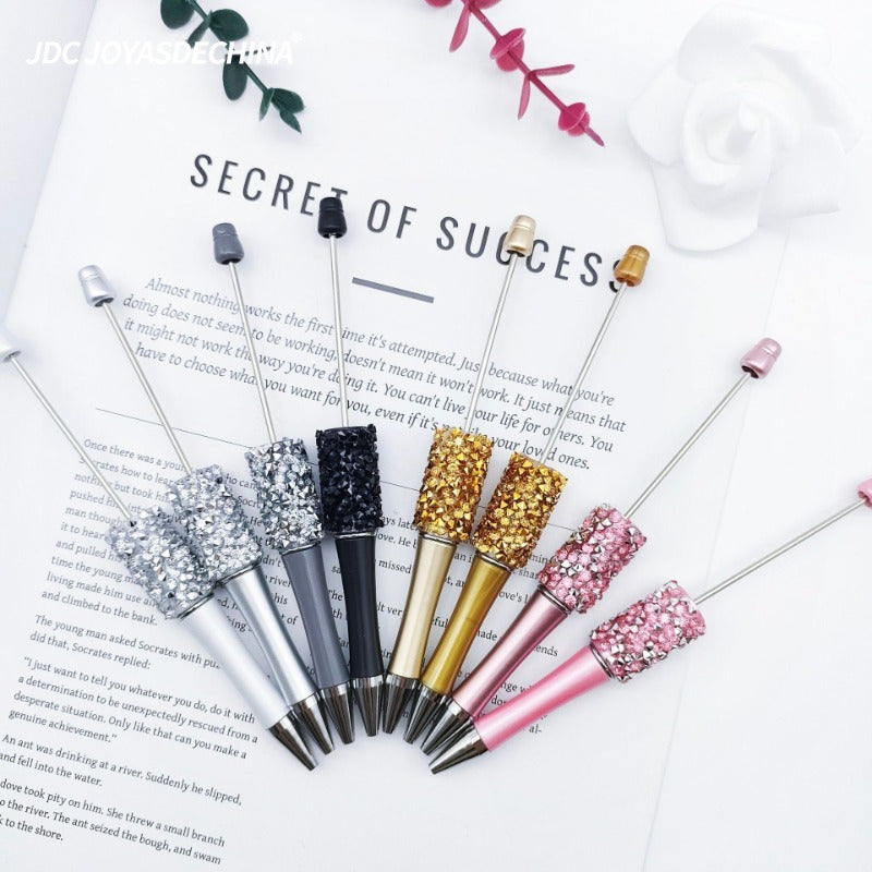 8pcs Multi-Color Random Diamond Bead Pens, Bead Ballpoint Pens, High-Value and Dazzling Rhinestone Writing Pens