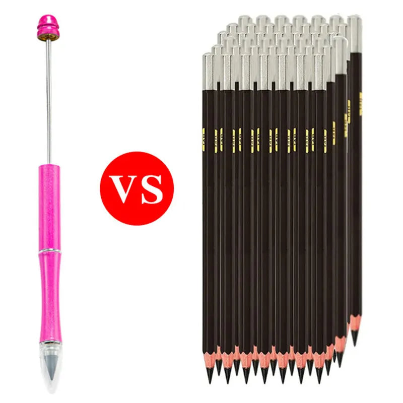 10Pcs DIY Beads Pencil Beaded Colorful Metal Pencil No Ink Ever Lasting Pencils For Kids School Supplies