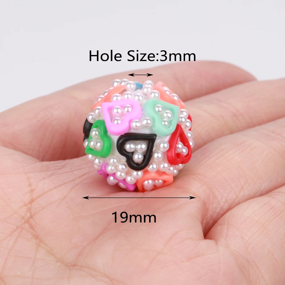 17-19mm 20pcs Charm Colorful Love Heart Pearl Acrylic Beads For Jewelry Making DIY Necklace Bracelets Earring Accessories