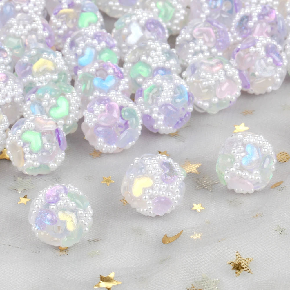 17-19mm 20pcs Charm Colorful Love Heart Pearl Acrylic Beads For Jewelry Making DIY Necklace Bracelets Earring Accessories