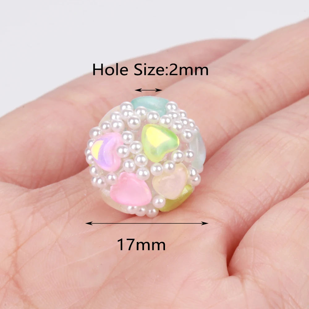 17-19mm 20pcs Charm Colorful Love Heart Pearl Acrylic Beads For Jewelry Making DIY Necklace Bracelets Earring Accessories