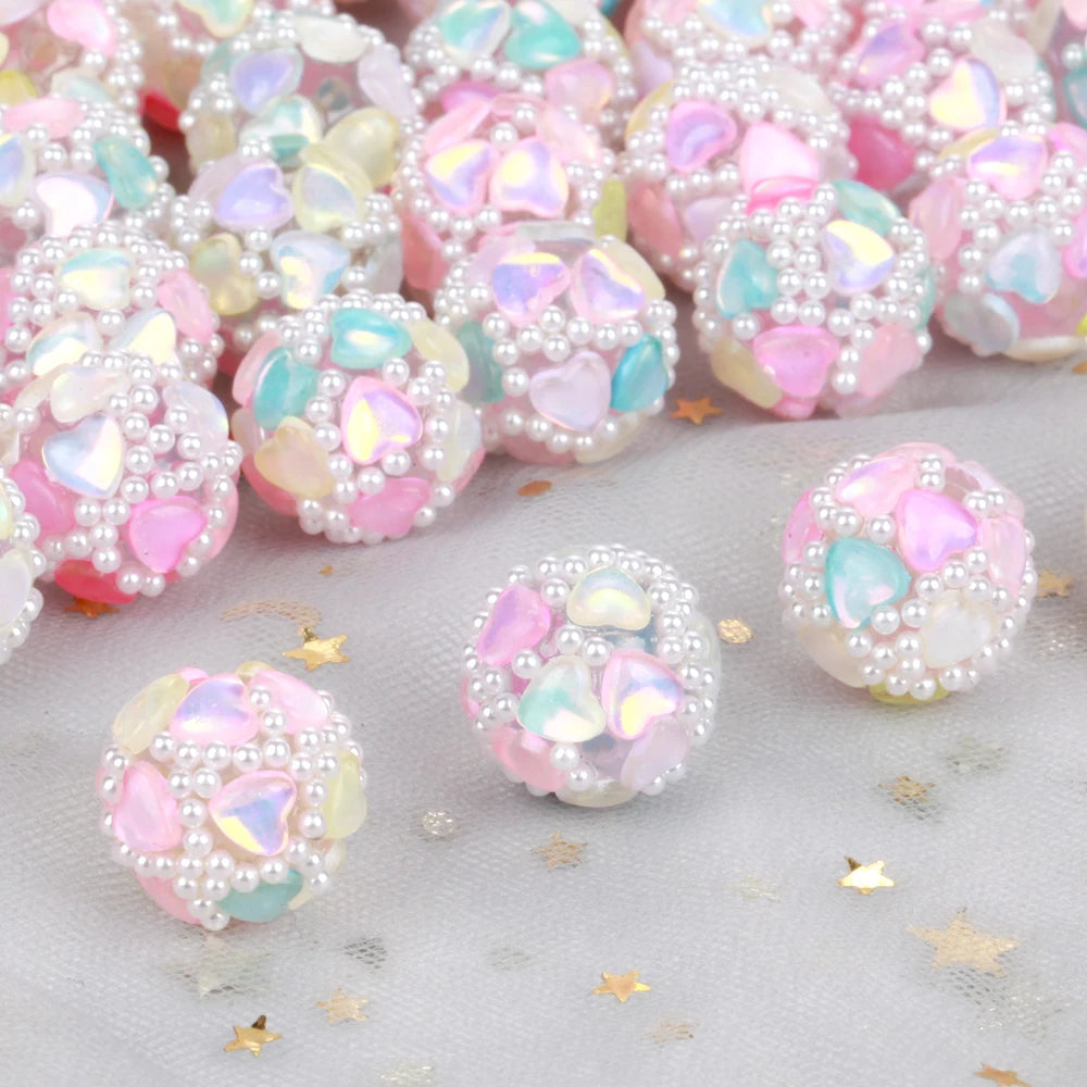 17-19mm 20pcs Charm Colorful Love Heart Pearl Acrylic Beads For Jewelry Making DIY Necklace Bracelets Earring Accessories
