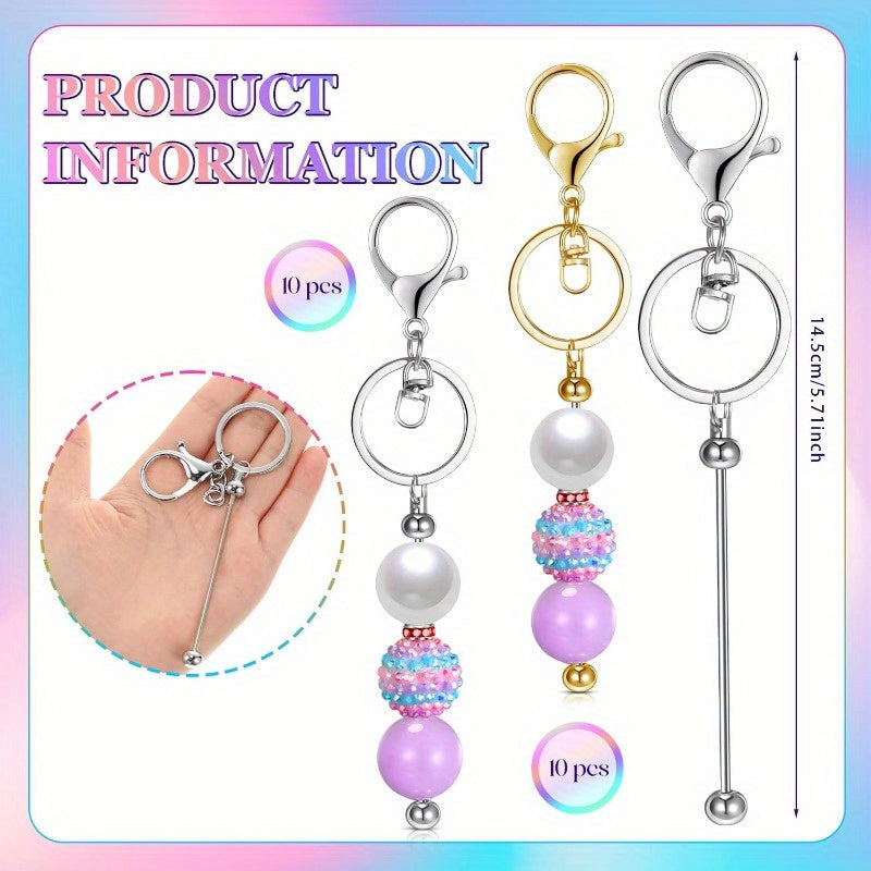 24pcs DIY Handmade Bead Accessories Keychain, Personalized Creative Bag Pendant Keychain