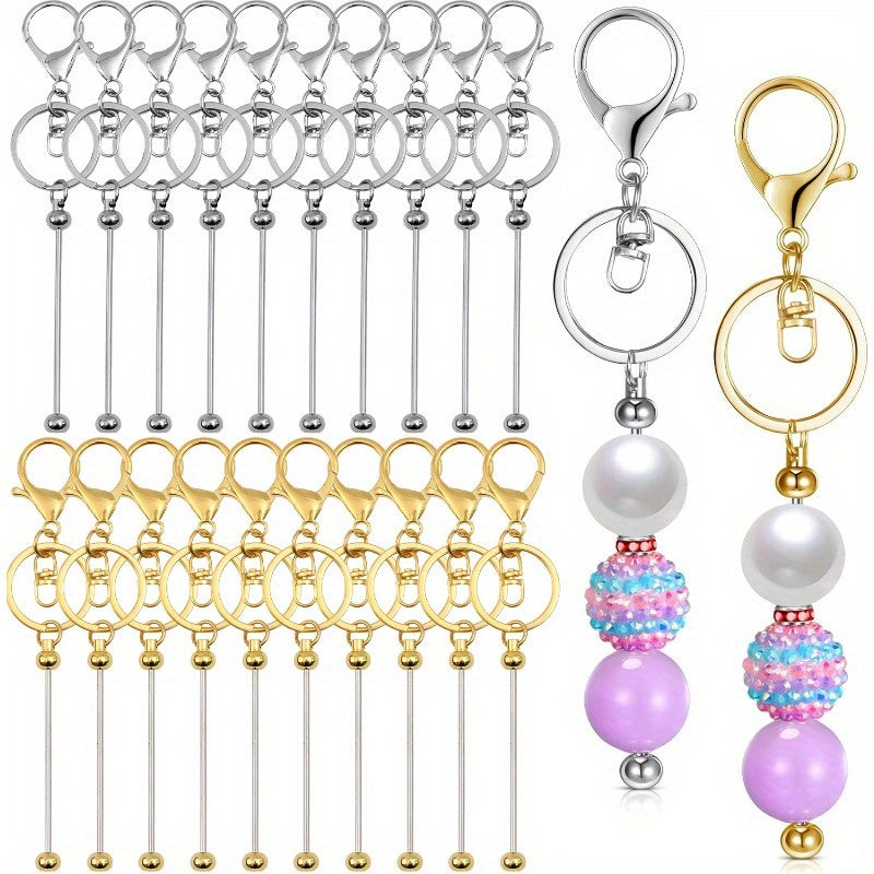 24pcs DIY Handmade Bead Accessories Keychain, Personalized Creative Bag Pendant Keychain