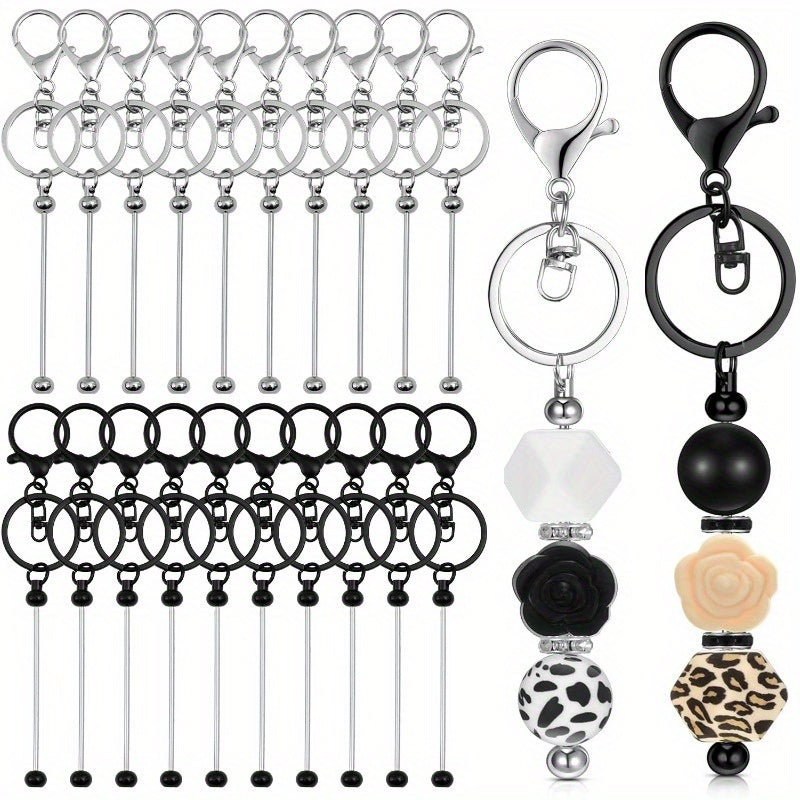 24pcs DIY Handmade Bead Accessories Keychain, Personalized Creative Bag Pendant Keychain