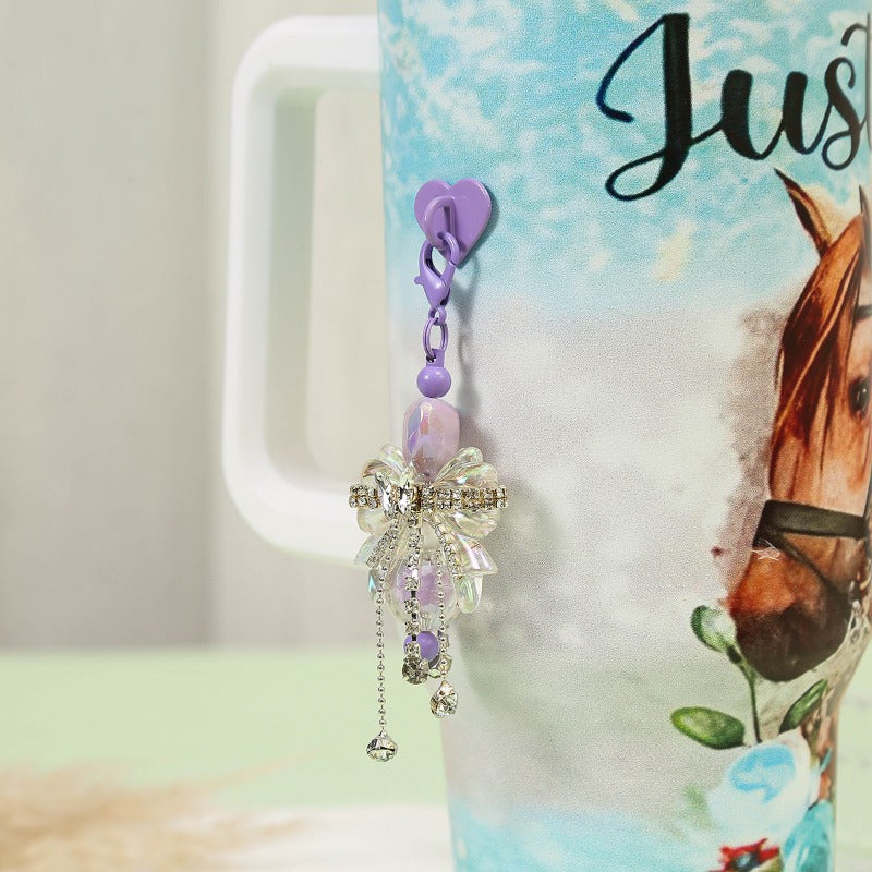 5pcs/10pcs Mother'S Day Heart Adhesive Beadable Cup Charm Bar Blanks, DIY Cup Handle Charm Pendants, Drink Bottle Accessory