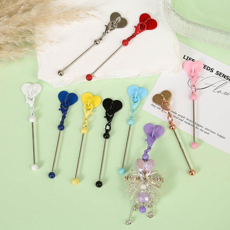 5pcs/10pcs Mother'S Day Heart Adhesive Beadable Cup Charm Bar Blanks, DIY Cup Handle Charm Pendants, Drink Bottle Accessory