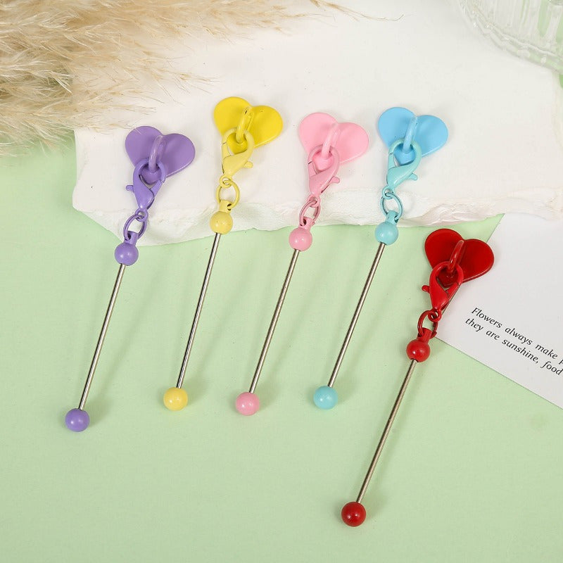 5pcs/10pcs Mother'S Day Heart Adhesive Beadable Cup Charm Bar Blanks, DIY Cup Handle Charm Pendants, Drink Bottle Accessory