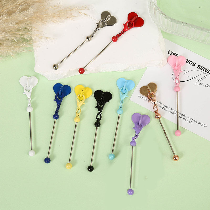 5pcs/10pcs Mother'S Day Heart Adhesive Beadable Cup Charm Bar Blanks, DIY Cup Handle Charm Pendants, Drink Bottle Accessory