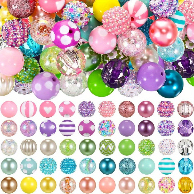 [Sparkling Beads] 100pcs Colorful Sparkling Beaded Pen Making DIY Decorative Beads | Mother's Day Jewelry Artificial Transparent Bubble Gum Beads