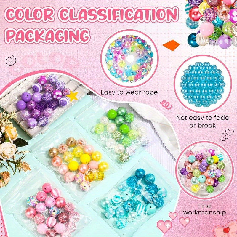[Sparkling Beads] 100pcs Colorful Sparkling Beaded Pen Making DIY Decorative Beads | Mother's Day Jewelry Artificial Transparent Bubble Gum Beads
