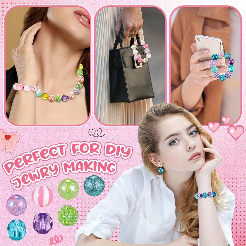 [Sparkling Beads] 100pcs Colorful Sparkling Beaded Pen Making DIY Decorative Beads | Mother's Day Jewelry Artificial Transparent Bubble Gum Beads