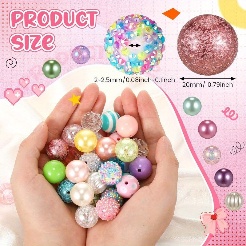[Sparkling Beads] 100pcs Colorful Sparkling Beaded Pen Making DIY Decorative Beads | Mother's Day Jewelry Artificial Transparent Bubble Gum Beads
