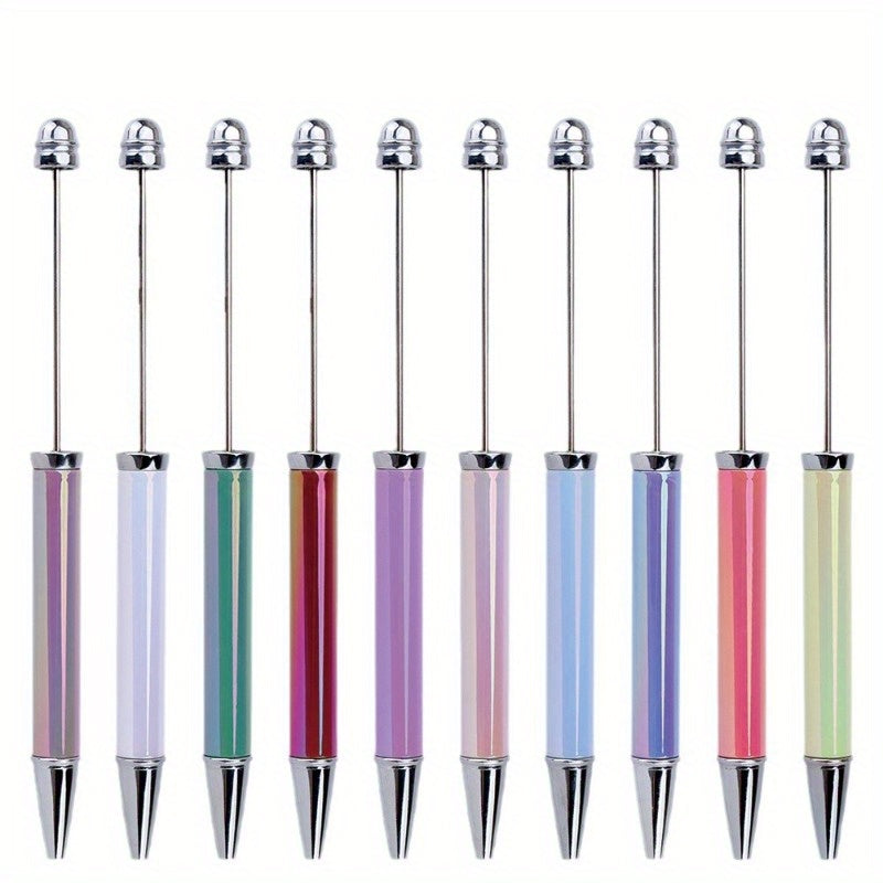 10pcs/ 20pcs new DIY bead pen UV plated seven color bead ballpoint pen personalized handmade bead gift pen
