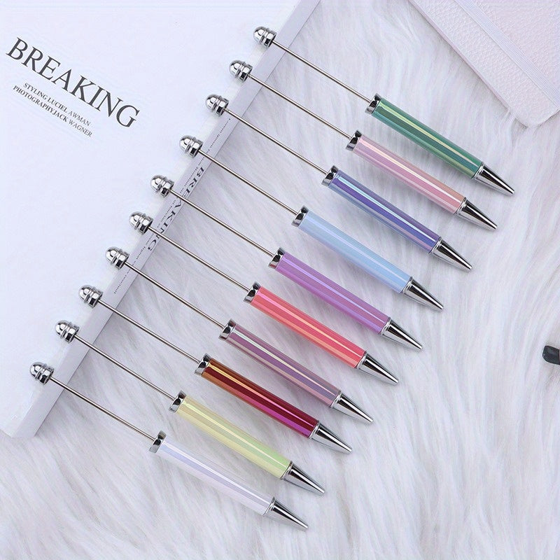 10pcs/ 20pcs new DIY bead pen UV plated seven color bead ballpoint pen personalized handmade bead gift pen