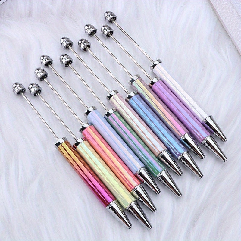 10pcs/ 20pcs new DIY bead pen UV plated seven color bead ballpoint pen personalized handmade bead gift pen