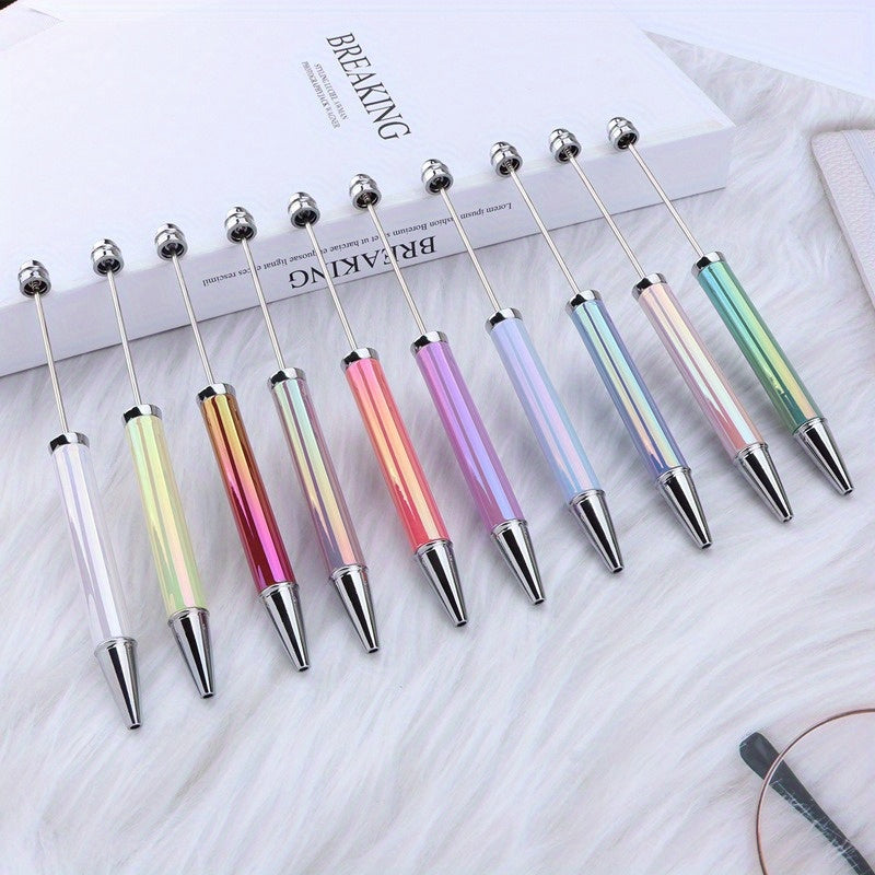 10pcs/ 20pcs new DIY bead pen UV plated seven color bead ballpoint pen personalized handmade bead gift pen