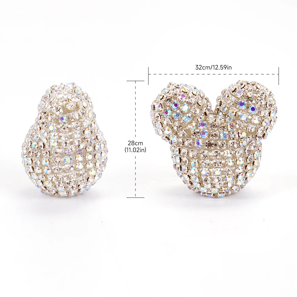 5pc 32mm Full Diamond Cartoon Mouse Head Shiny Beads DIY Pen Phone Keychain Necklace Earring Bracelet Jewelry Making Accessories