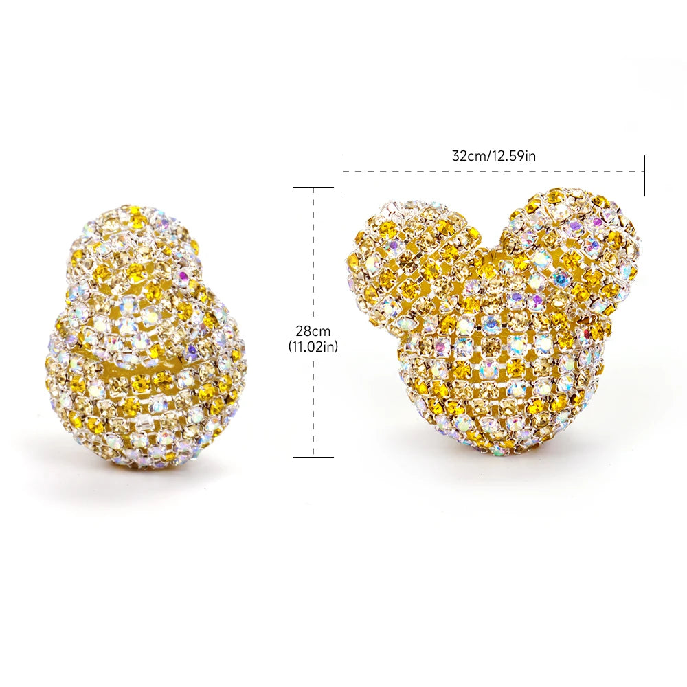 5pc 32mm Full Diamond Cartoon Mouse Head Shiny Beads DIY Pen Phone Keychain Necklace Earring Bracelet Jewelry Making Accessories