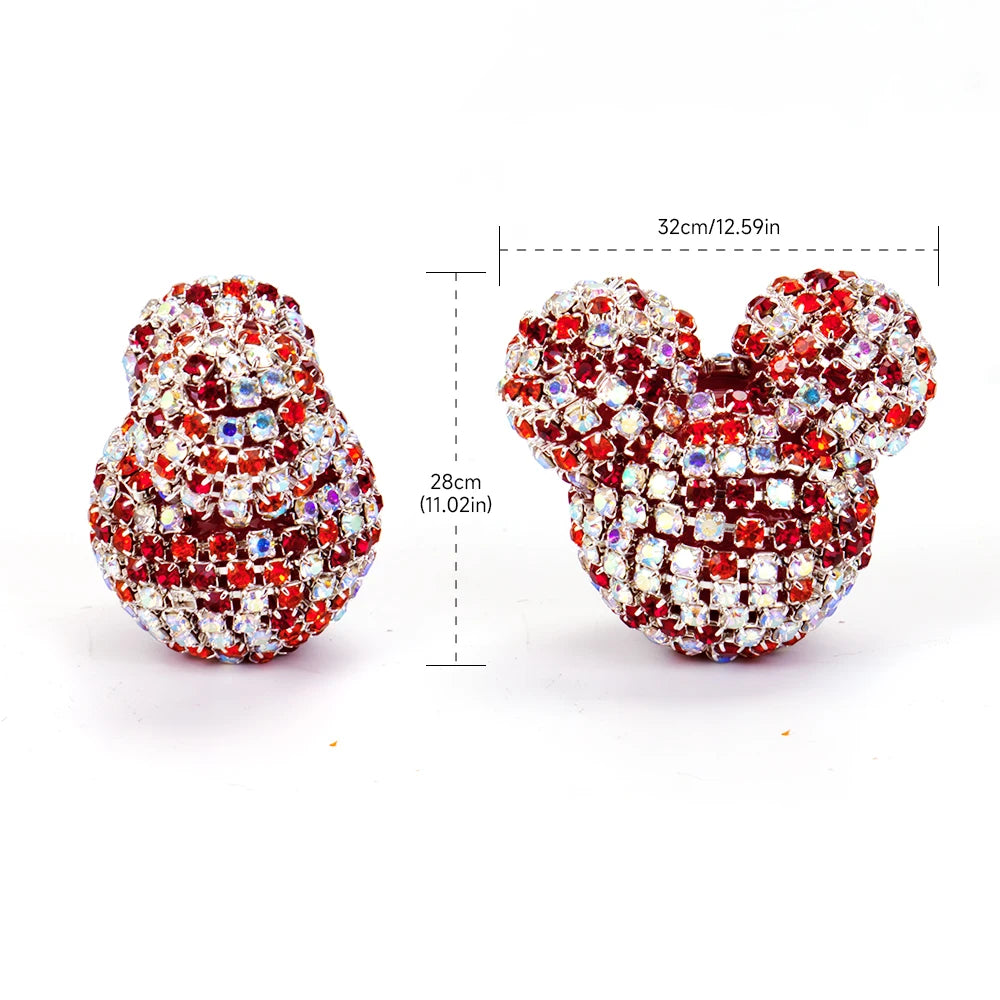 5pc 32mm Full Diamond Cartoon Mouse Head Shiny Beads DIY Pen Phone Keychain Necklace Earring Bracelet Jewelry Making Accessories