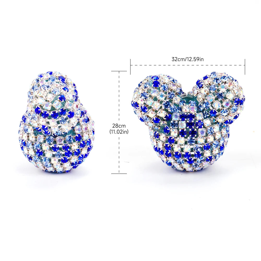 5pc 32mm Full Diamond Cartoon Mouse Head Shiny Beads DIY Pen Phone Keychain Necklace Earring Bracelet Jewelry Making Accessories