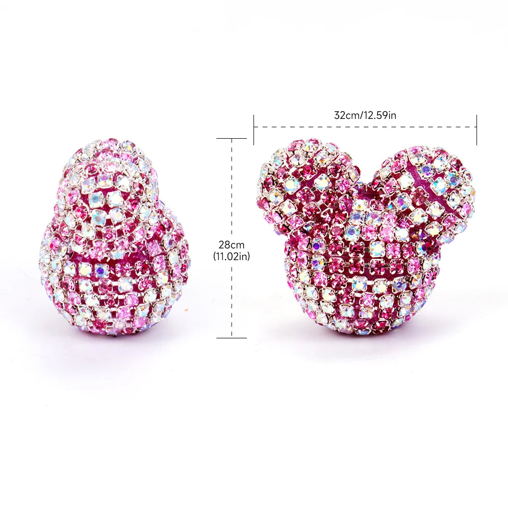 5pc 32mm Full Diamond Cartoon Mouse Head Shiny Beads DIY Pen Phone Keychain Necklace Earring Bracelet Jewelry Making Accessories