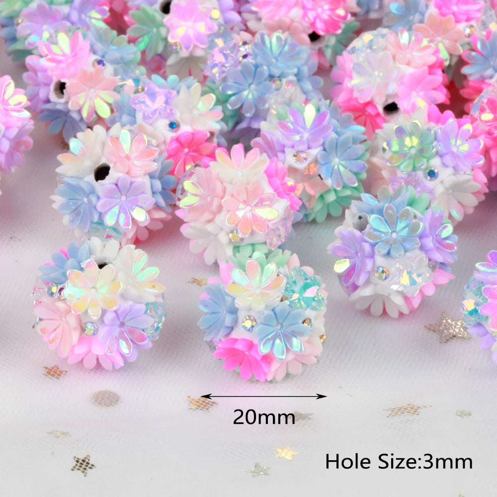 20mm 20pcs AB Colorful Daisy Flower Polymer Clay Acrylic Beads For Jewelry Making DIY Necklace Bracelets Earring Accessories